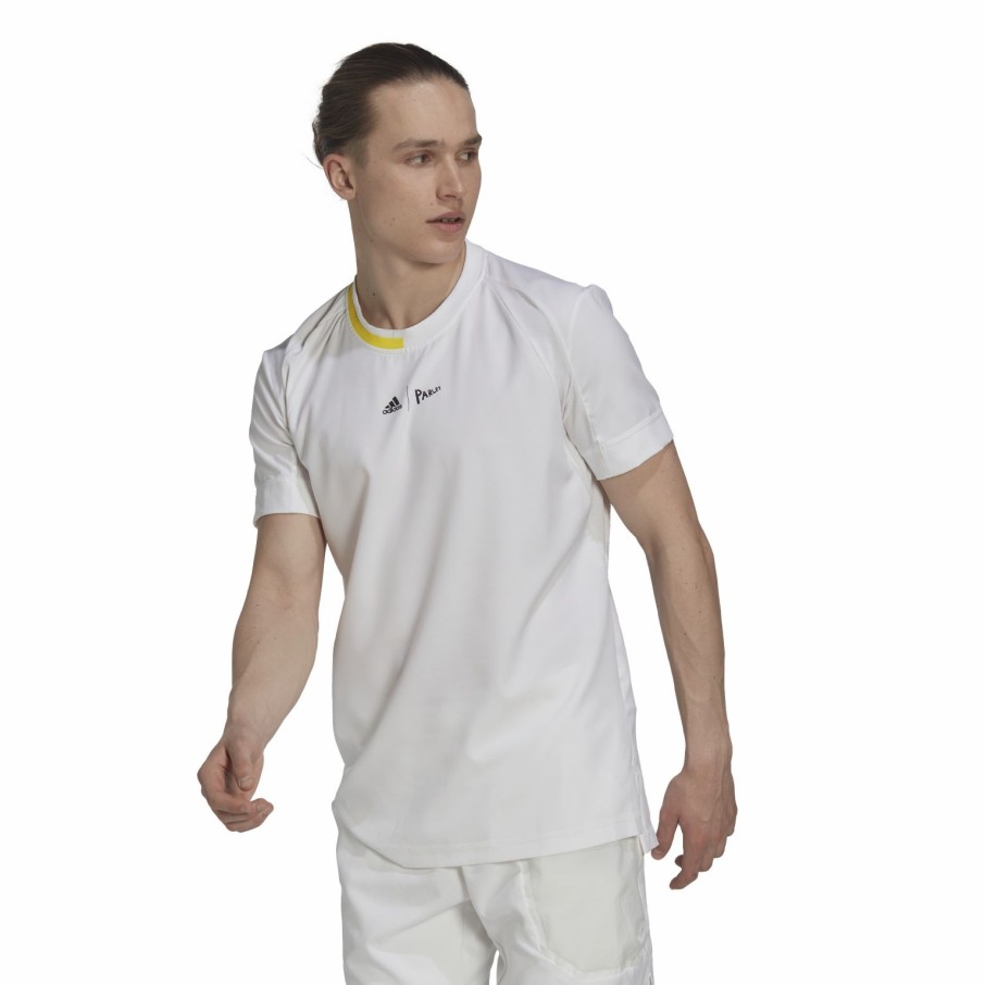 Men'S Apparel * | Adidas Mens London Stretch Woven T-Shirt White/Impyel