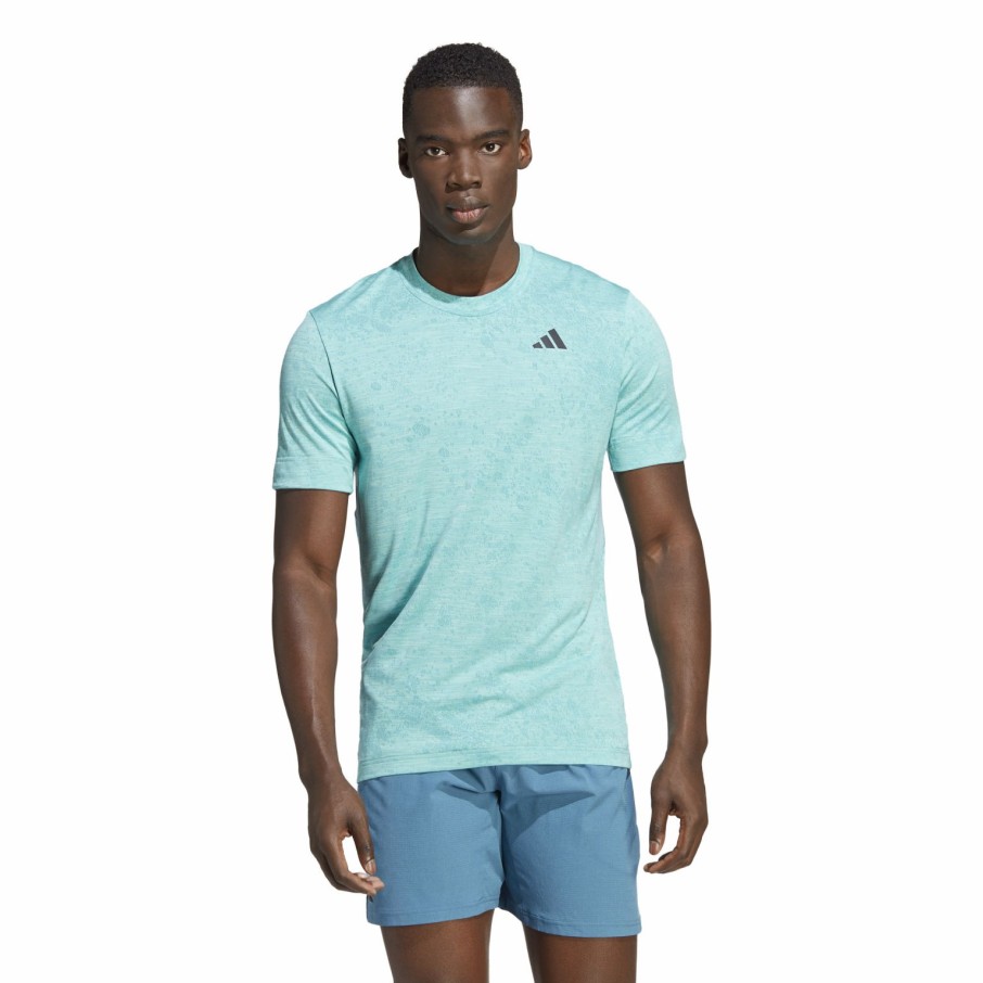 Men'S Apparel * | Adidas Tennis Freelift Tee Preblue/Black