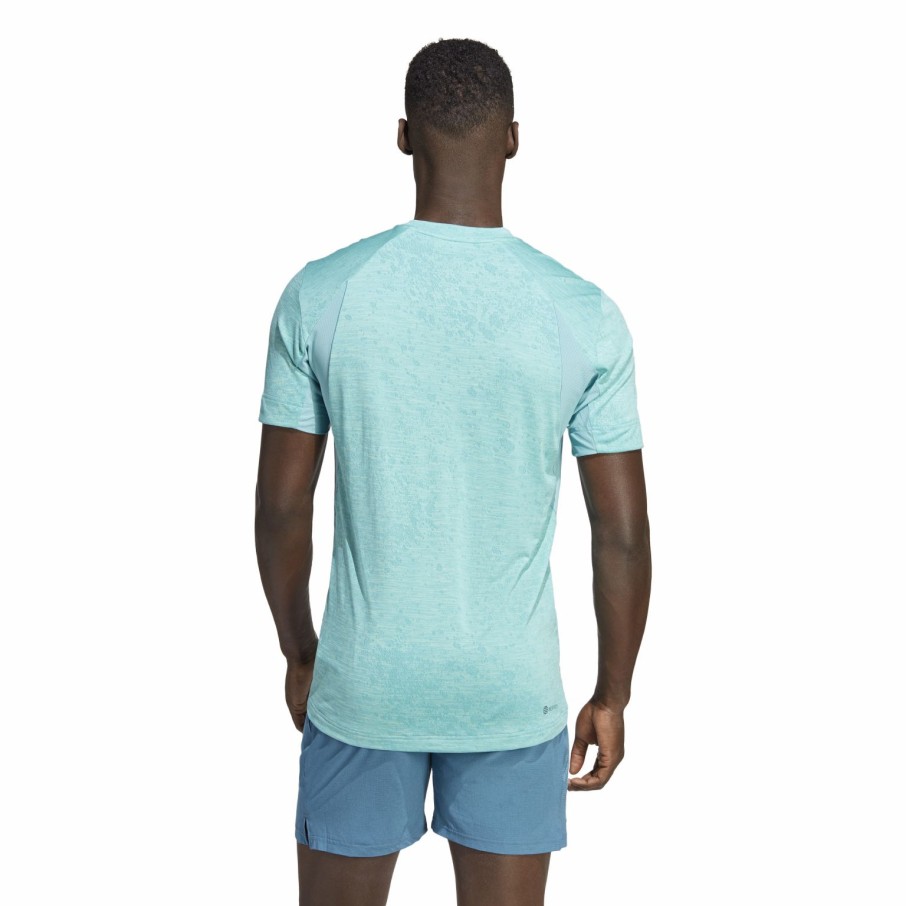 Men'S Apparel * | Adidas Tennis Freelift Tee Preblue/Black