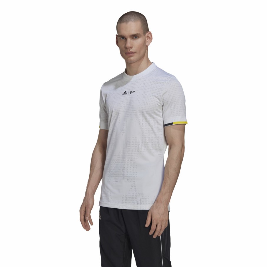 Men'S Apparel * | Adidas Mens Tennis London Freelift T-Shirt White/Impyel