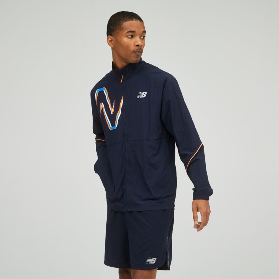 Men'S Apparel * | New Balance Mens Graphic Impact Run Jacket Ecl