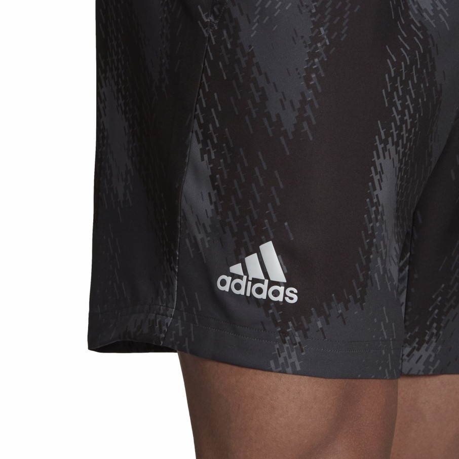 Men'S Apparel * | Adidas Printed 7 Inch Primeblue Mens Court Short Grefiv/Black