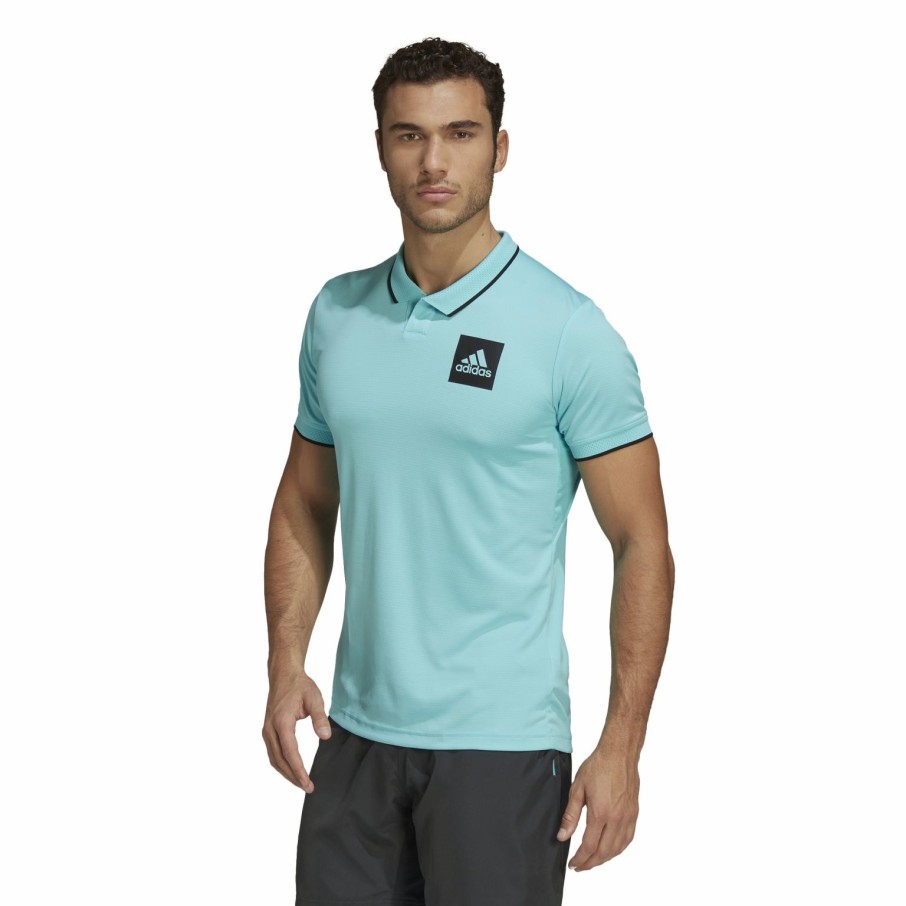 Men'S Apparel * | Adidas Mens Paris Heat.Rdy Tennis Freelift Polo Shirt Pulaqu/Black