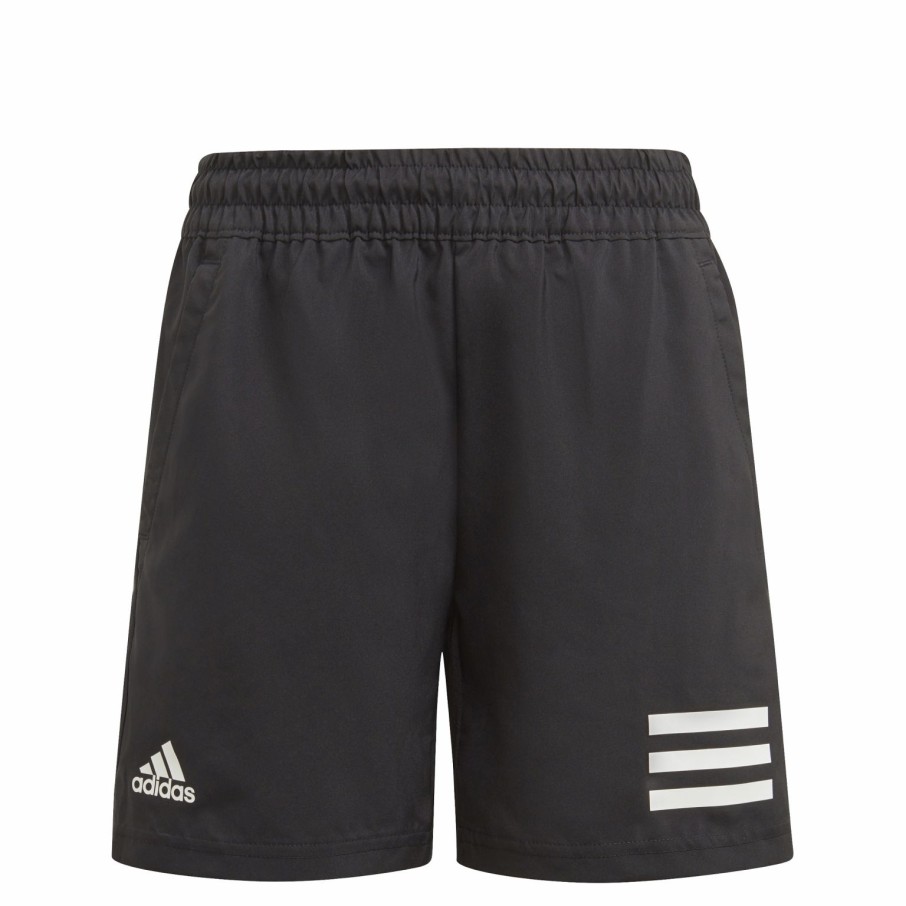 Kids * | Adidas Boys Club 3 Stripe Black Tennis Short Bk