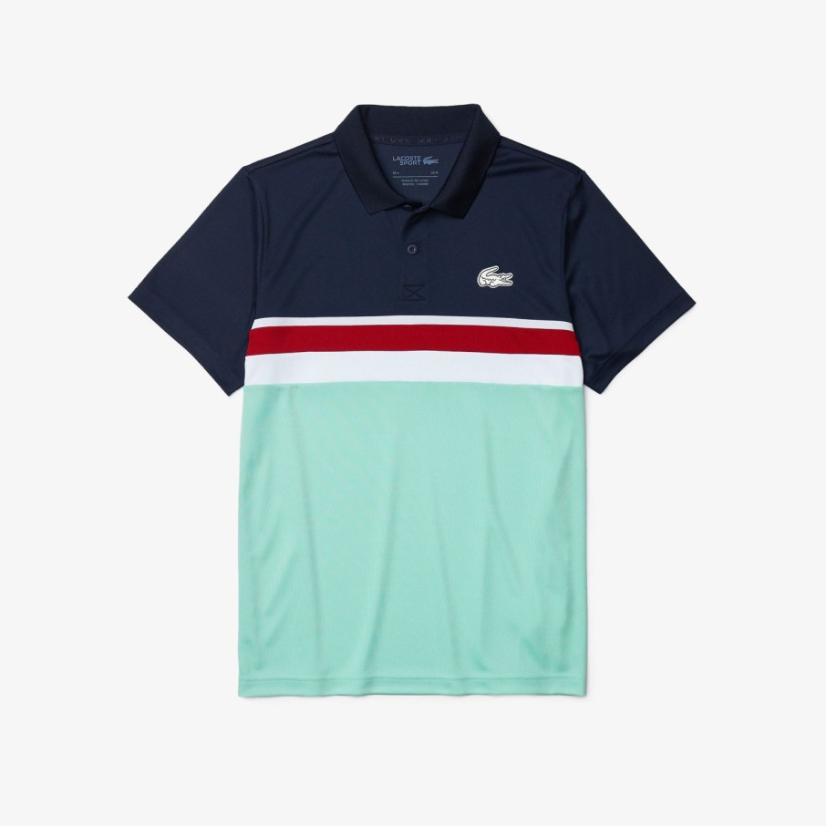 Men'S Apparel * | Lacoste Sport Vintage Colorblock Breathable Regular Fit Mens Polo Jy2