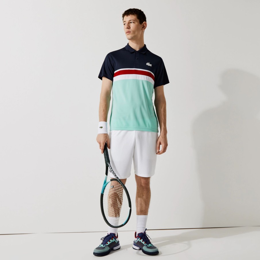 Men'S Apparel * | Lacoste Sport Vintage Colorblock Breathable Regular Fit Mens Polo Jy2