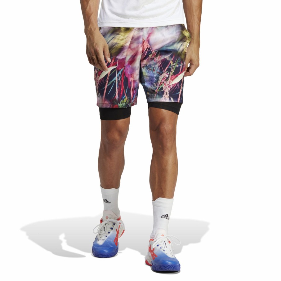 Men'S Apparel * | Adidas Mens Melbourne Ergo Tennis Graphic Short Multco/Black