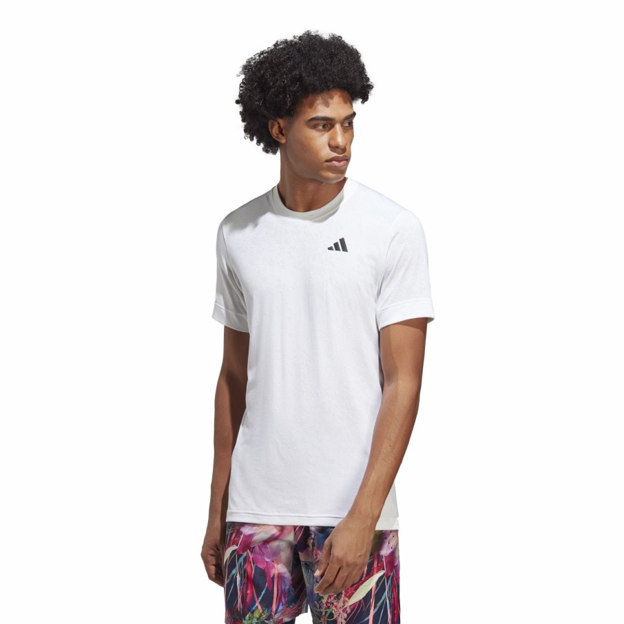 Men'S Apparel * | Adidas Mens Tennis Freelift T-Shirt White